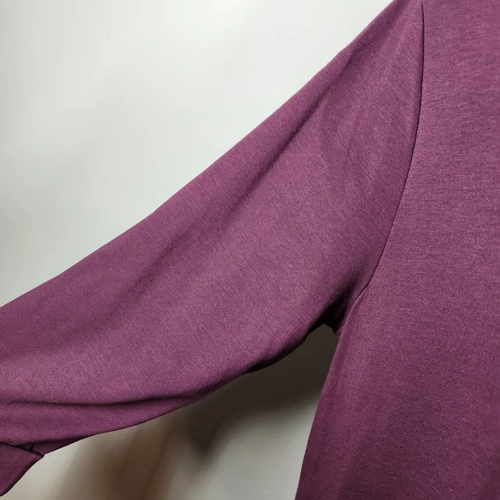 Pure Jill J. Jill Burgundy Plum Pima Cotton Blend Dress with pockets, sz 2 - Picture 4 of 8